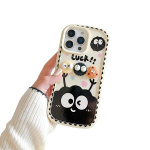New 3D Coffee Little Coal Ball with Ears iPhone Case with Dustproof Charging Port