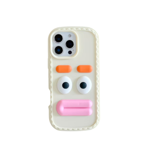 New 3D Big Eyes Sausage Mouth iPhone Case with Dustproof Charging Port