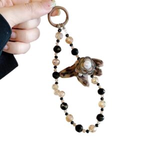 Exquisite Xiaoxiangfeng Black & White Alloy Crystal Phone Strap