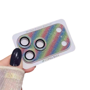 Full Coverage Tempered Glass Anti-Explosion Glitter Metal Lens Protector