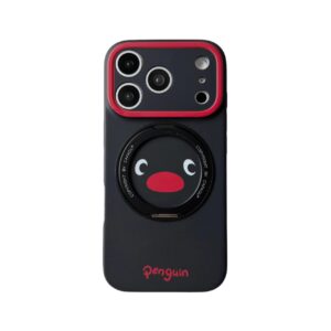 Original Black Penguin Magnetic Bracket Phone Case, Compatible with iPhone 15/16/17