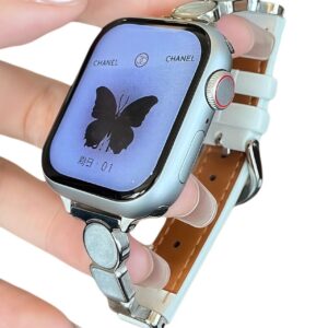 Trendy Hot Selling Metal Mother-of-Pearl & Leather Watch Band