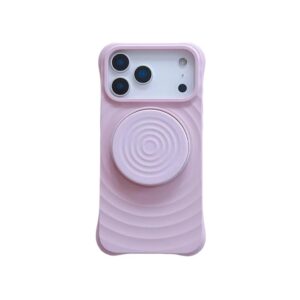 New Ripple Liquid Silicone Phone Case with Rotatable Folding Stand for iPhone 17 Pro Max