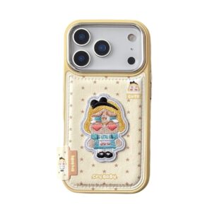 Cute Cartoon Girl Towel Embroidery Phone Case，Shockproof Soft Cover for iPhone