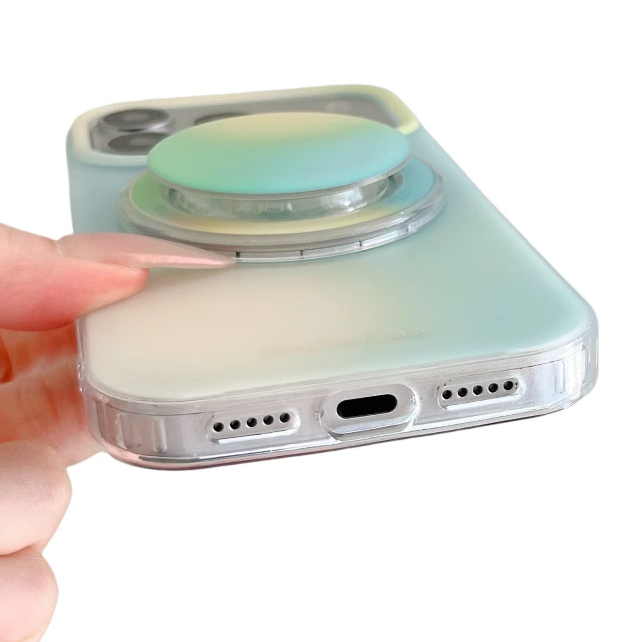 New Ins Summer Macaron Candy Color Contrast Magnetic Phone Case for iPhone with Stand - Image 4