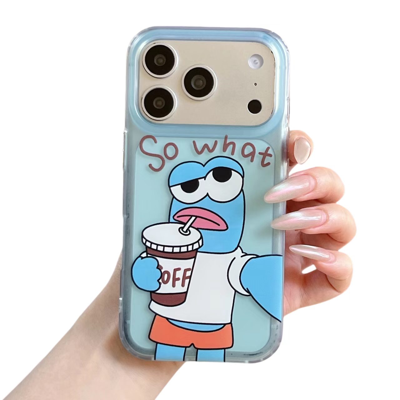 Matte iPhone Case, Cute Clownfish Cartoon Coffee Lover Aesthetic Unique Fun Cover - Image 3
