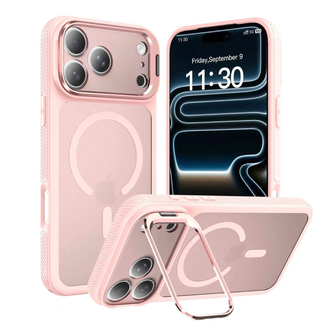 Skin‑Friendly Magnetic Lens Stand Anti‑Drop Phone Case for iPhone - Image 3