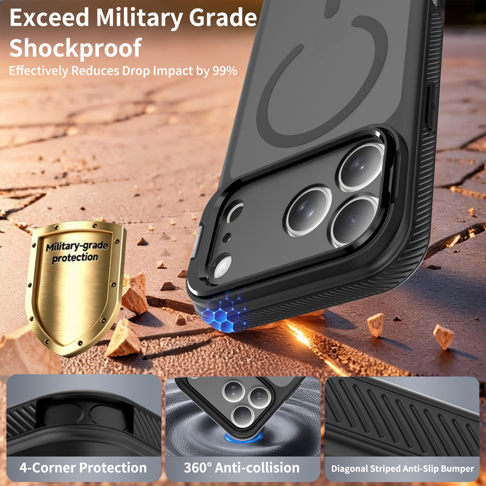 Skin‑Friendly Magnetic Lens Stand Anti‑Drop Phone Case for iPhone - Image 9