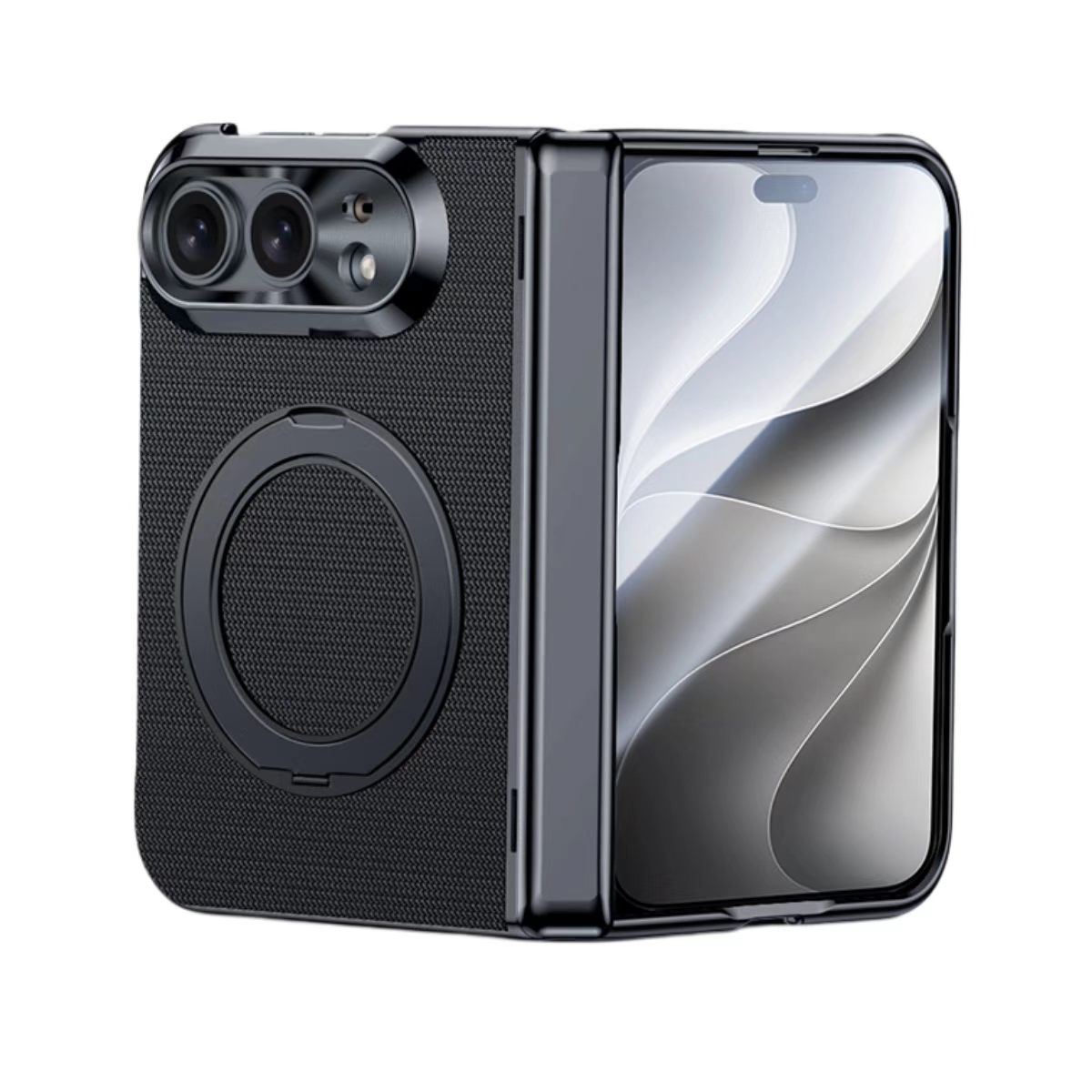 New Luxury Leather 360° Rotating Magnetic Kickstand Shockproof Phone Case for iPhone Duo - Image 3