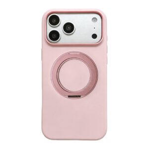 New 360° Rotatable Stand Liquid Silicone Phone Case, Minimalist Premium Dopamine Solid Color Magsafe Case for iPhone 18