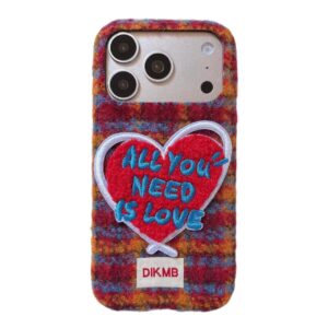 Creative Autumn Winter Plaid Flannel Embroidered Shockproof Soft Phone Case For iPhone